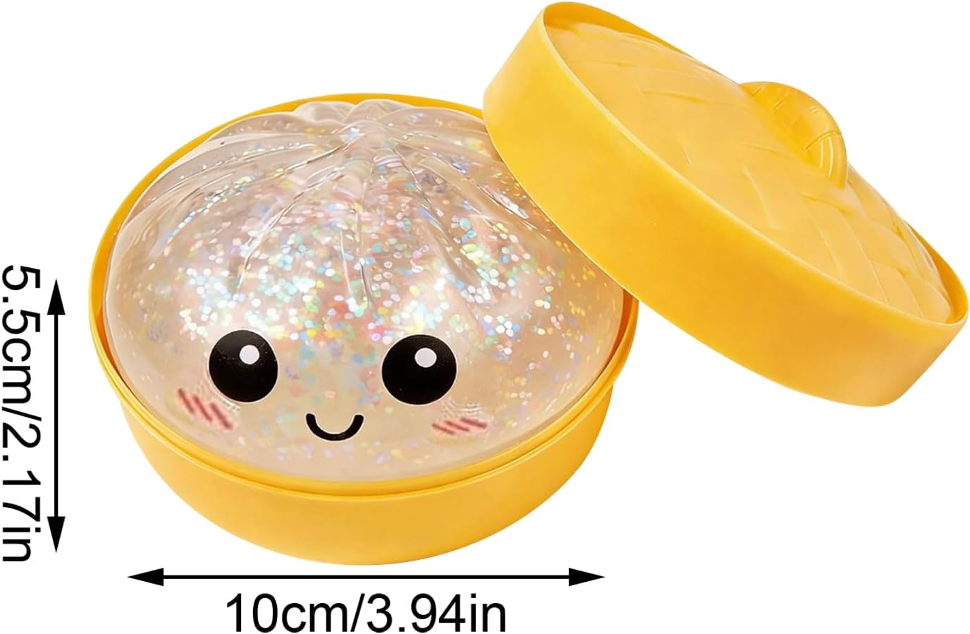 2026 New Glitter Dumpling Squishy,Soft Squeeze Decompression Dough,Glitter Dumpling Squishy Box for Stress Relief A-White