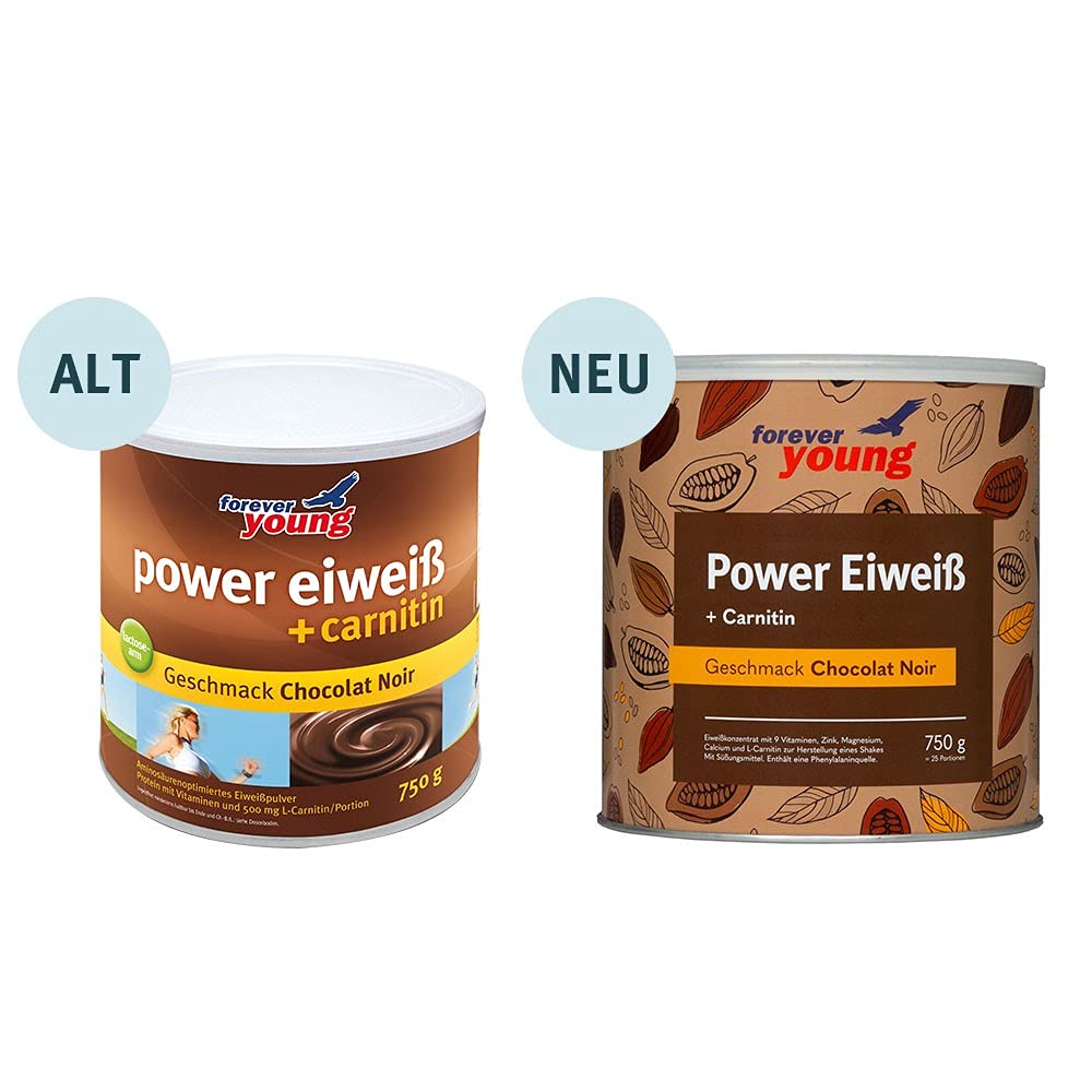 Forever Young Power Eiweiß + L-Carnitin, 750g Dose, Schoko (Chocolat Noir)