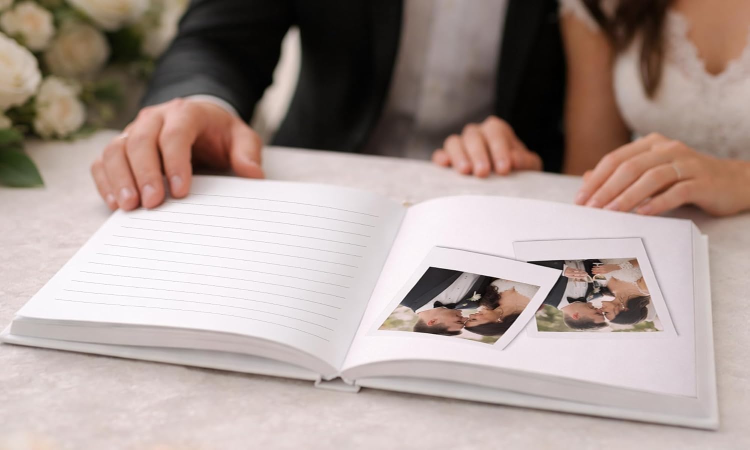 Wedding Guest Book Personalized – Guest Book Wedding Reception – Wedding Sign In Book for Guests – Hardcover Elegant Guestbook with Lines (100 Pages)