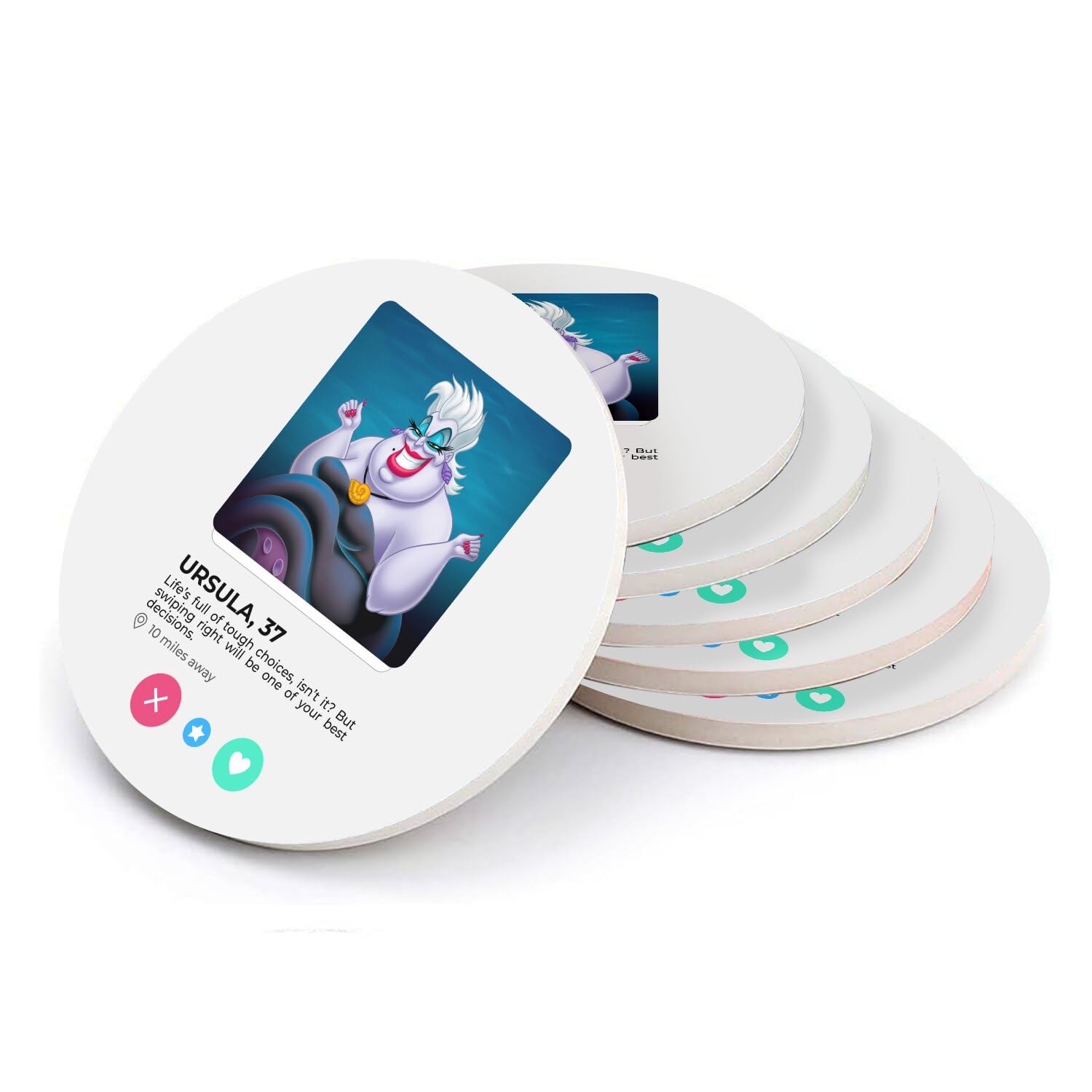 Sous-verres ronds en céramique Ursula Mermaid, une idée cadeau originale