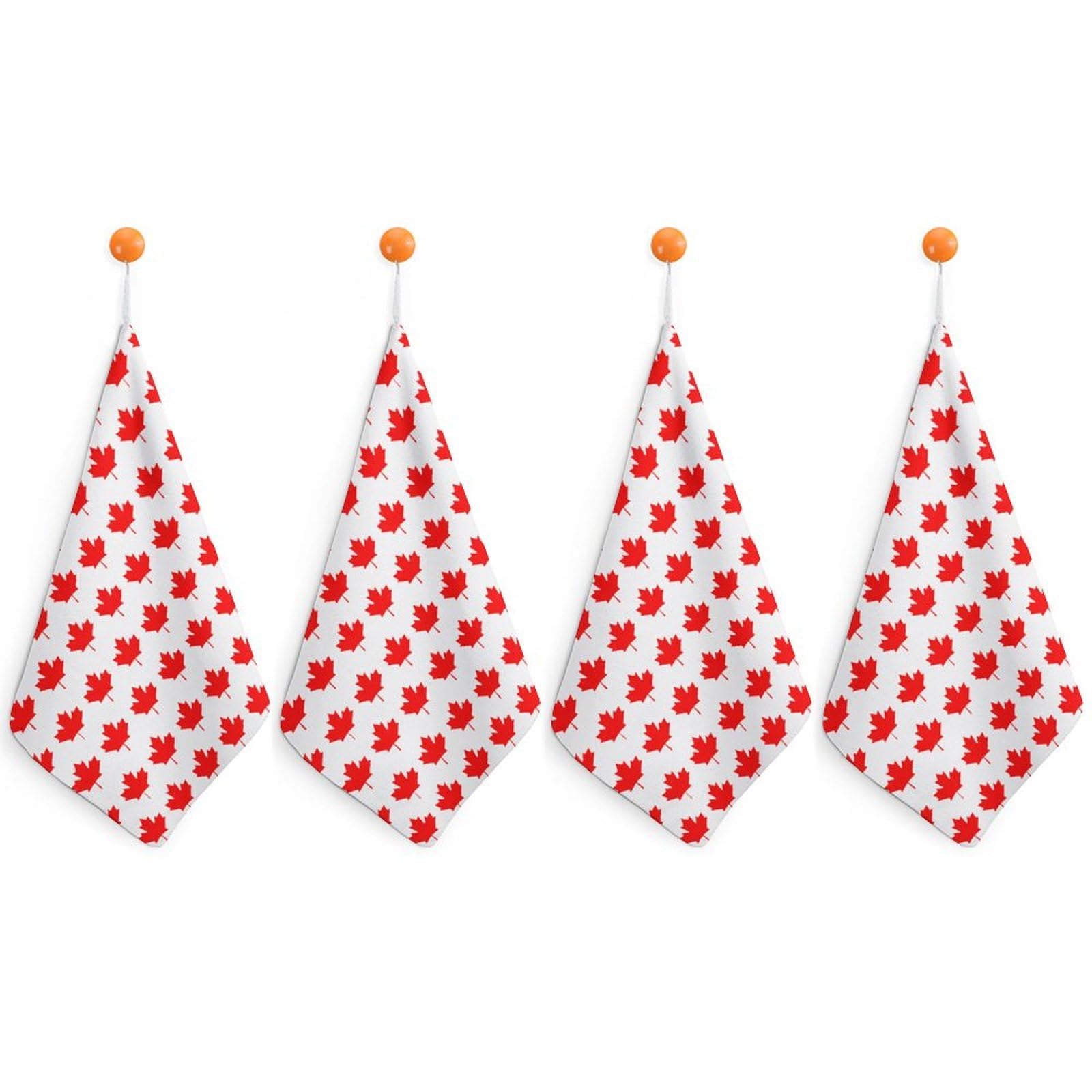 TXFBTRFSA Canada Flag Maple Hand Towels with Hanging Loop Kitchen Towel Handkerchiefs Cleaning Cloths