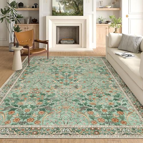 Tapete decorativo MUJOO floral 8x10, lavable y antideslizante miniatura 3