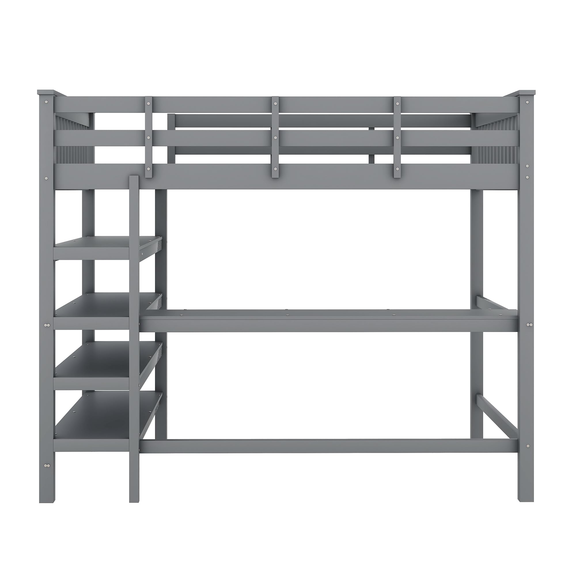 Łóżko piętrowe 140 x 200 cm szare jako rama łóżka to łóżko Bunk Bed oraz łóżko młodzieżowe i łóżko funkcyjne z litego drewna sosnowego z biurkiem i półkami do pokoju gościnnego