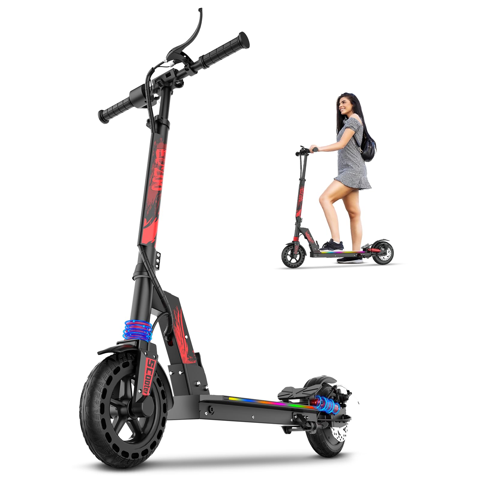 Electric Scooter for Adults 350W Powerful Motor 19Mph 18Mile Range Honeycomb with Dual Suspension LCD Display Disc Brake