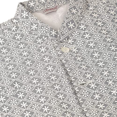 Image of Jompers Men's Embroidered Woven Pure Cotton Nehru Jacket
