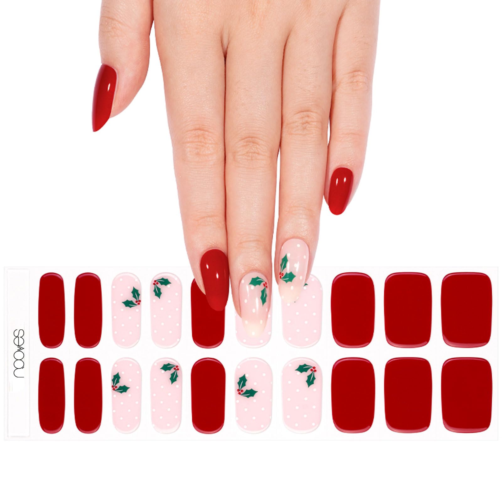 NOOVES Starter Kit: 2 Láminas de Gel + Lámpara Secado + Top Coat + Quartz Dual Stick| 40 uds Beauty Navidad, Semicuradas y Veganas con Lima y Palito de Naranjo