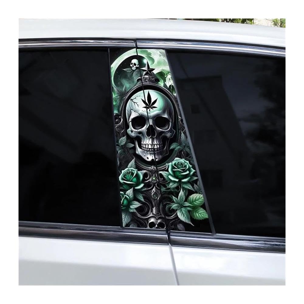 Body Parts 2pcs Car Center Pillar Sticker Colorful Skull Auto B-Pillar Waterproof Protective Film(E)
