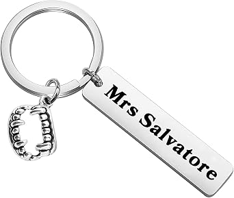 Hibetek Halloween Keychain Vampire tooth keychain Mrs Salvatore Keyring
