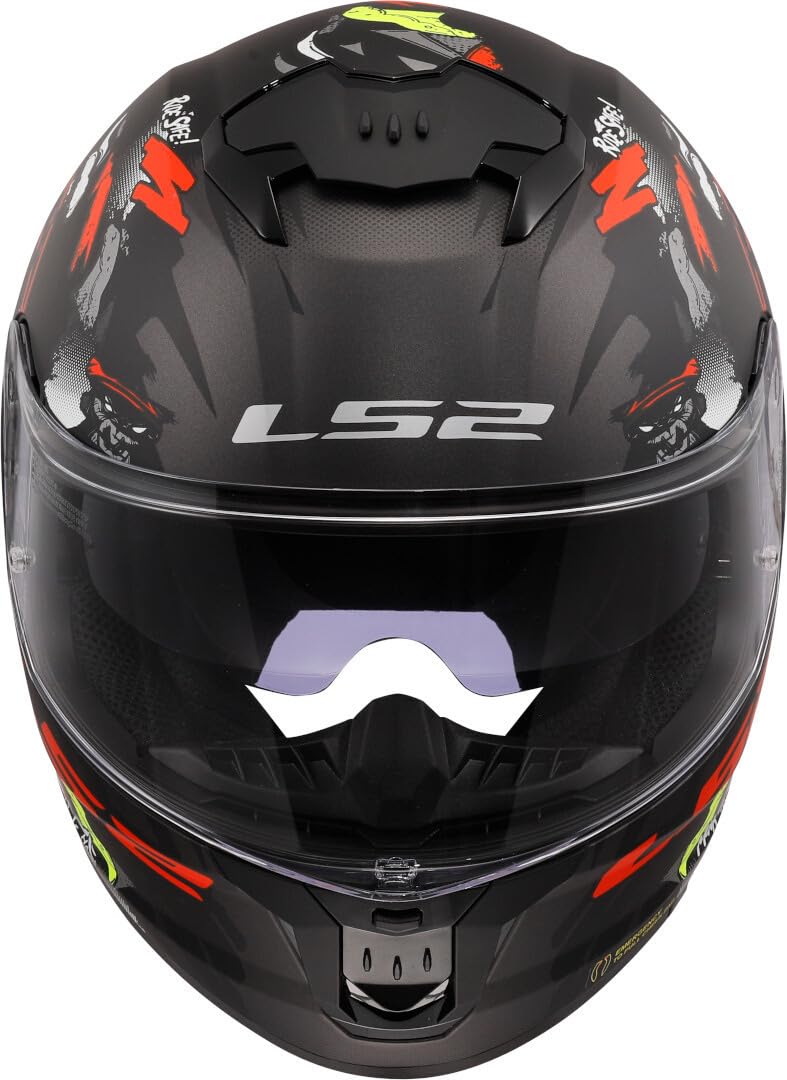 LS2, Casco Moto Integrale STREAM II ANGRY MONKEY Matt Black Red, S