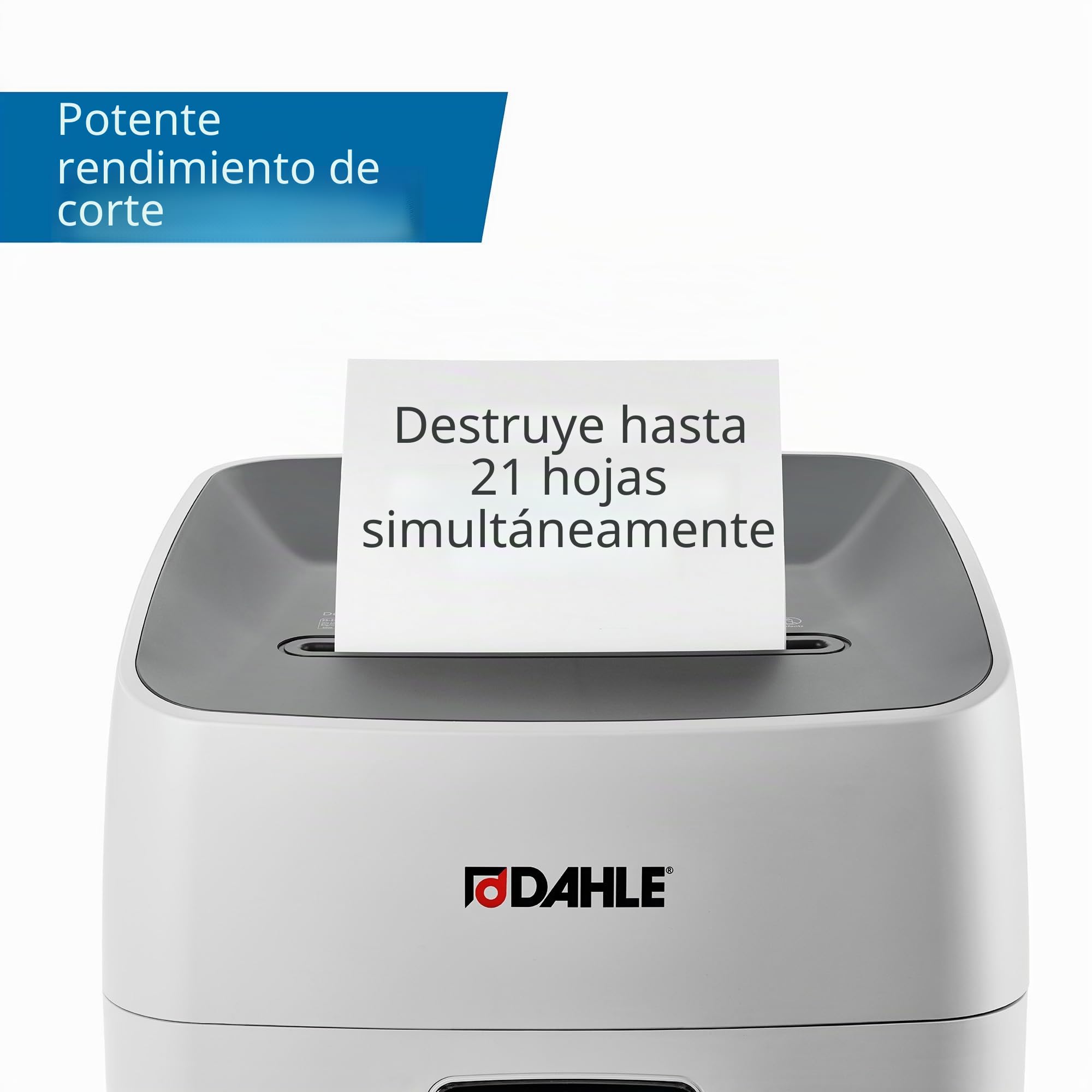 Dahle Deskside 404P - Trituradora de Papel (40 L, Nivel de Seguridad P-4, Resistente Laminado de Acero, sin Aceite ni Mantenimiento, 19-21 Hojas)