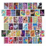 50 PCS Esthétique Mur Collage Photo Beige/Violet/Rouge Décor de Chambre pour Adolescentes/Femmes, Collection de Photo Impression d'art Mural pour Chambre, Affichage de Photo de Dortoir (Néon)