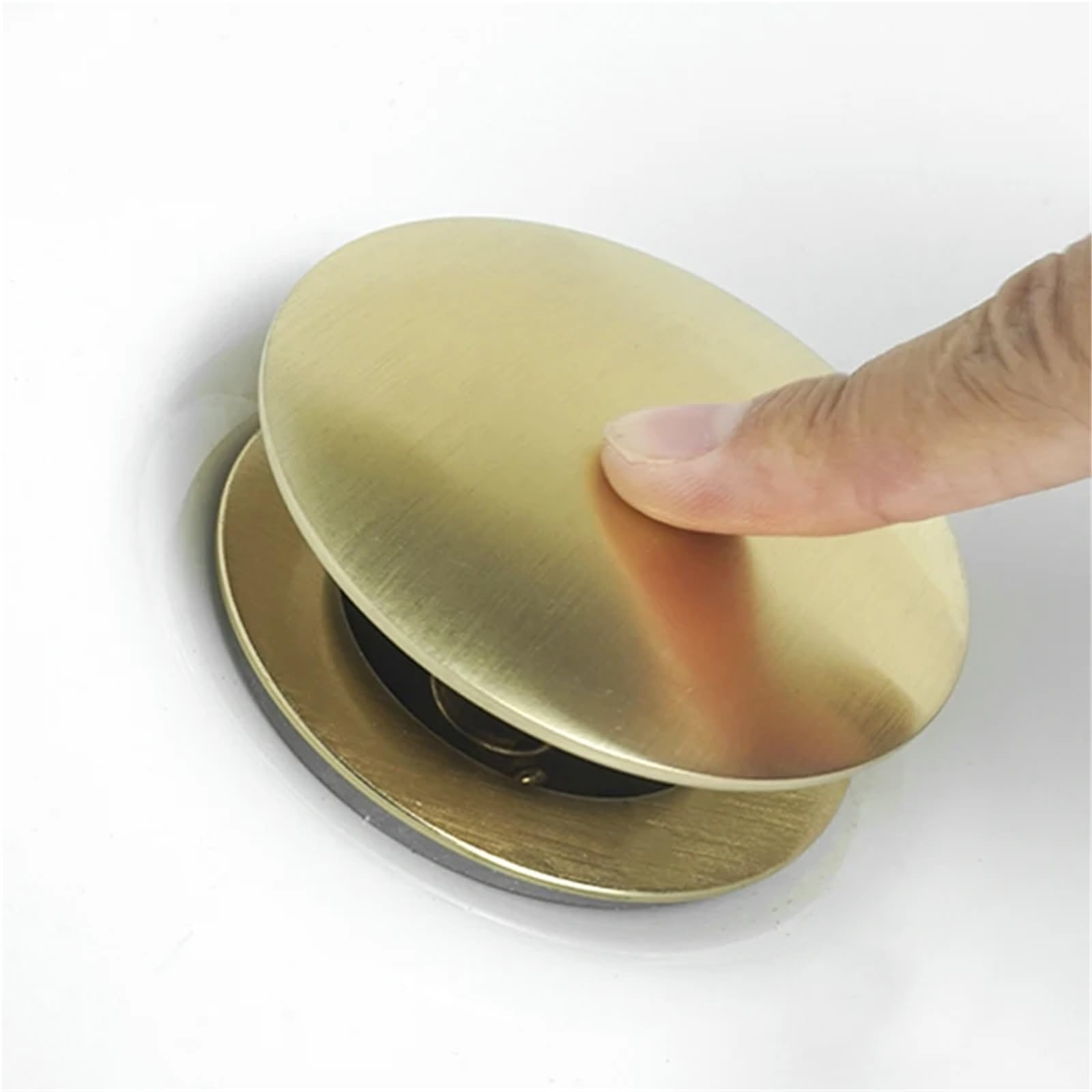 TapóN Lavabo Click Clack Escurridor de Fregadero for Lavabo Oro Negro, Resistente a la corrosión, botón emergente, Trampa residuos con desbordamiento para Lavabo(Orb No Hole)