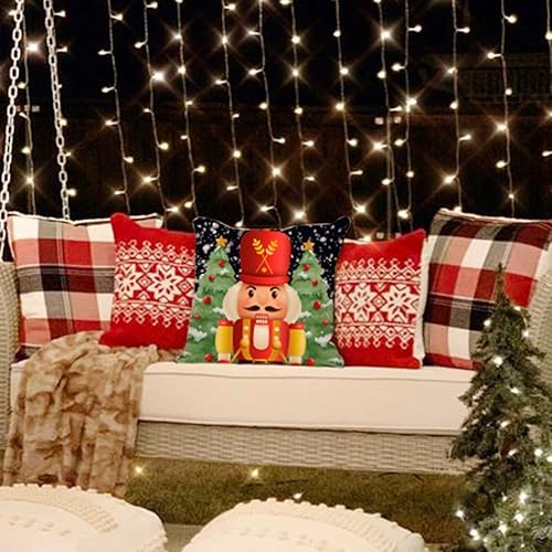 Miniatura 7 de Juego de 4 fundas de almohada de Navidad de 20 x 20 pulgadas, decoración de árbol de Navidad, almohadas decorativas, decoración de vacaciones para