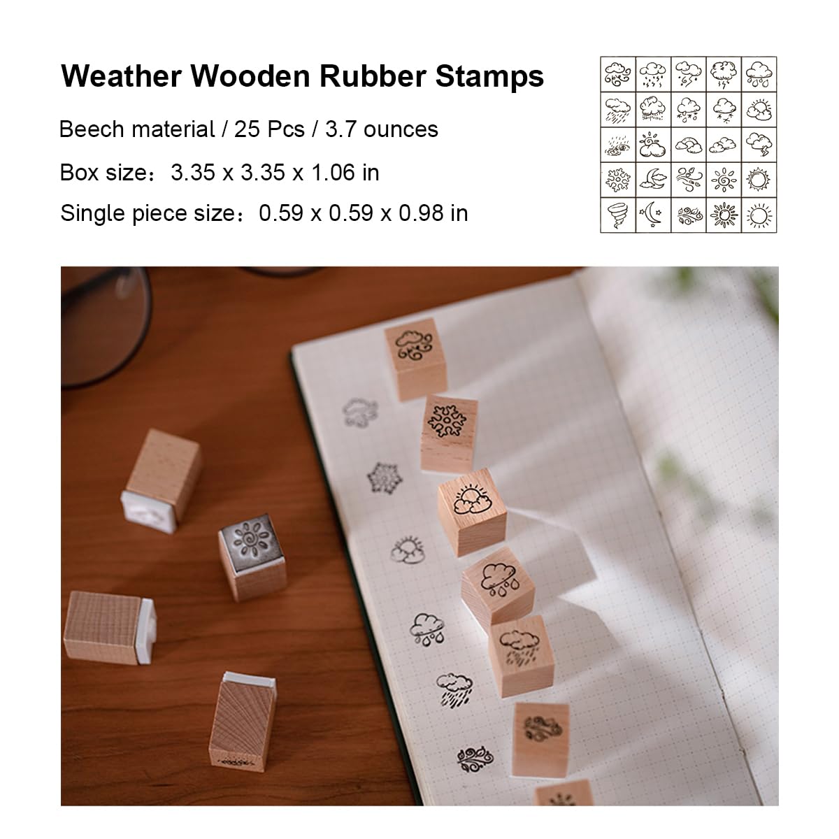 Weather Wood Stamps - 25 Mini Craft Stamps -3