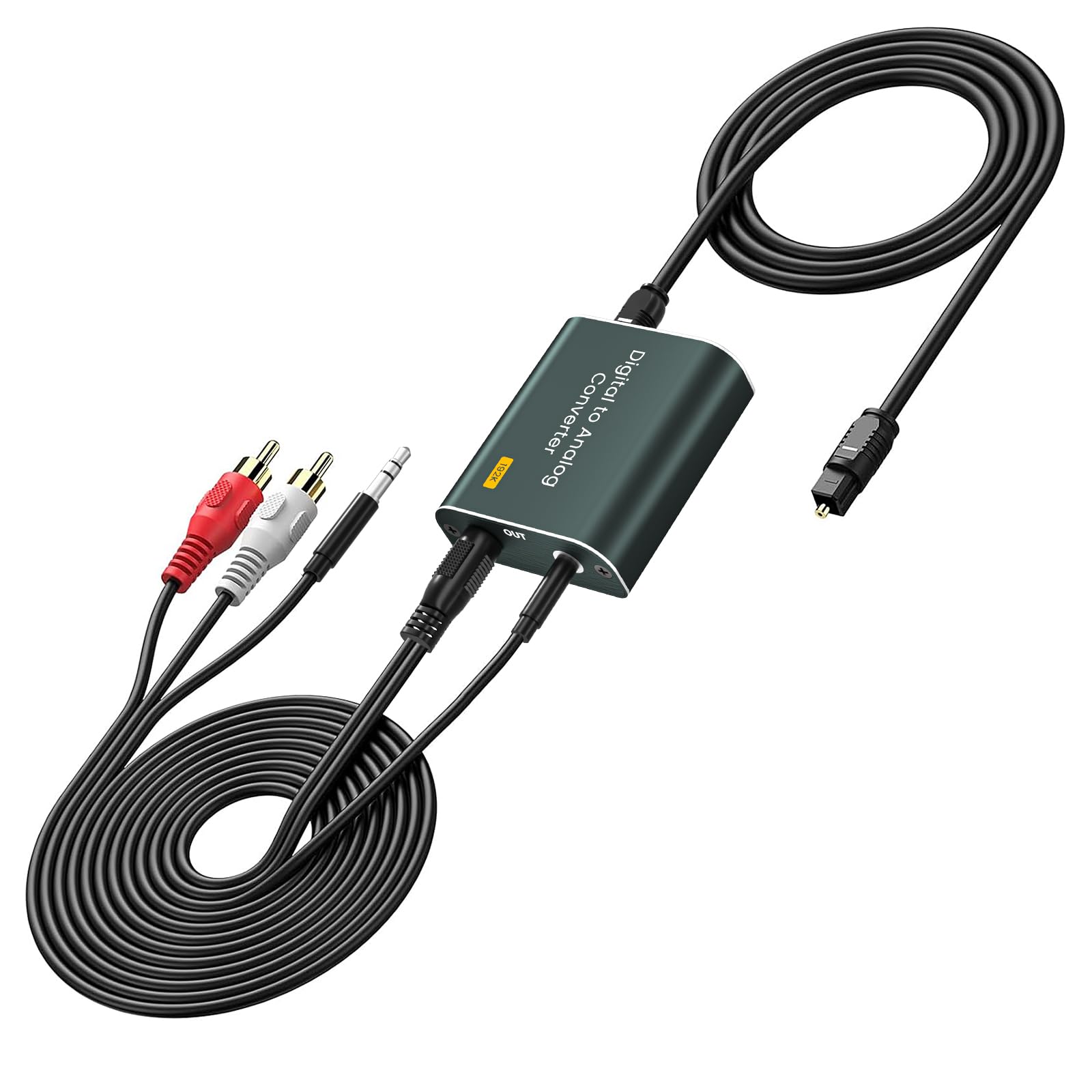 Adaptador Audio Optico a Jack,192 kHz Convertidor Digital a Analógico compatible con salida óptica digital a conector doble de 3,5 mm,Convertidor DAC con Doble Salida Jack 3,5 mm