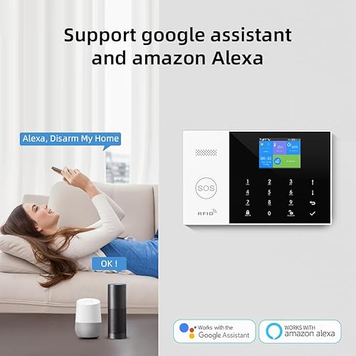 Miniatura 3 de YBJ Sistema de alarma inalámbrico 4G y WiFi, sistema de alarma antirrobo para seguridad del hogar con control de aplicación, sensor de ventana de