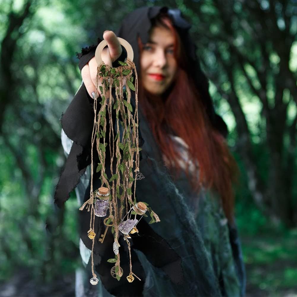 FREEBLOSS 3 Set DIY Witch Bells Kit Witch Bells for Door Knob | Witches Bells with Glass Bottle Craft Kit Witchy Home Decor Witch Decor for Protection Witch Craft for Beginners