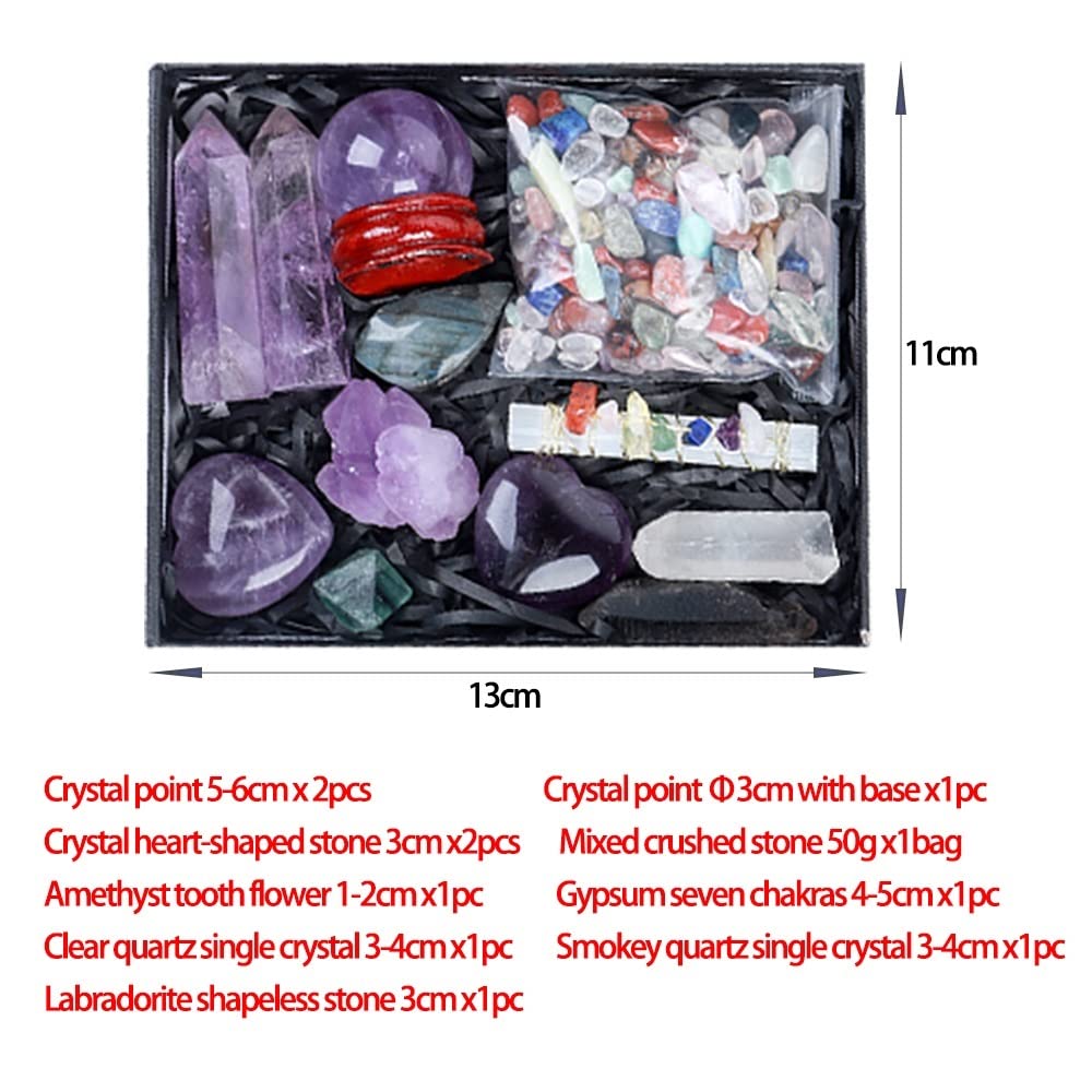 ZTBH Cristal de meditación Natural Paquete de Regalo de la Caja de Regalo del Chakra de la Caja de Regalo del Chakra del Chakra Aura Magic Wand Paquete de energía Piedra de Cristal (Color : 6)