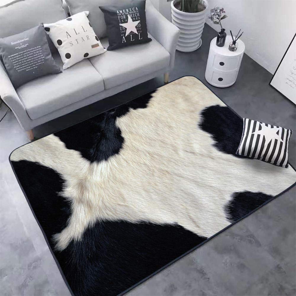 Simmia Home Modern Area Rugs Cow Pattern Black and White 100160CM for Indoor Floor Living Room Kitchen Bedroom Bathroom Colorful Rugs Soft Fluffy Non-Slip Healthy Carpets