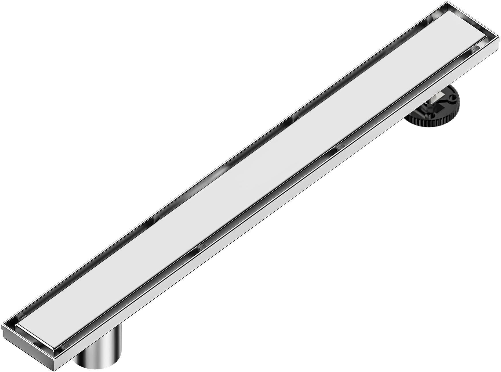 Neodrain 24-Inch Offset Linear Shower Drain with Tile Insert Grate Cover, Brushed 304 Stainless Steel Rectangle Side Outlet Shower Floor Drain, Adjustable Leveling Foot, Hair Strainer/Catcher