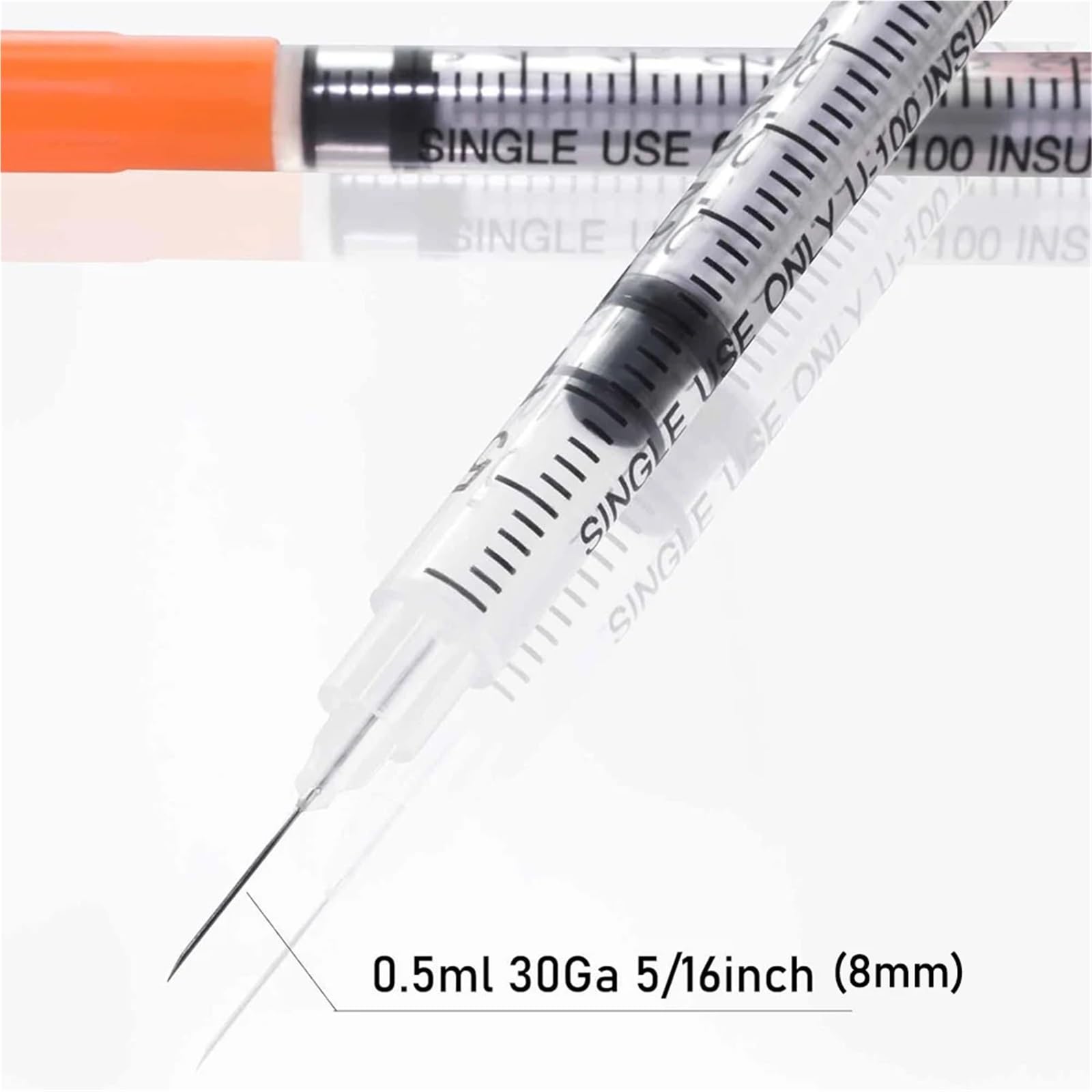 100 szt. 0,5 ml strzykawka do użytku weterynaryjnego, zwierzęcego i laboratoryjnego, jednorazowa