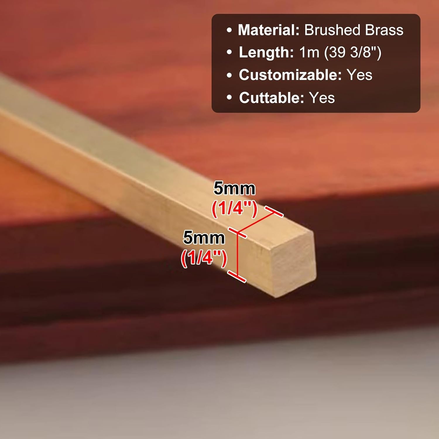 Brushed Brass Floor Trim Strip, Square/Rectangular Threshold Gap Cover for Tile to Wood Floor Transition, Durable Doorway Edging Solution