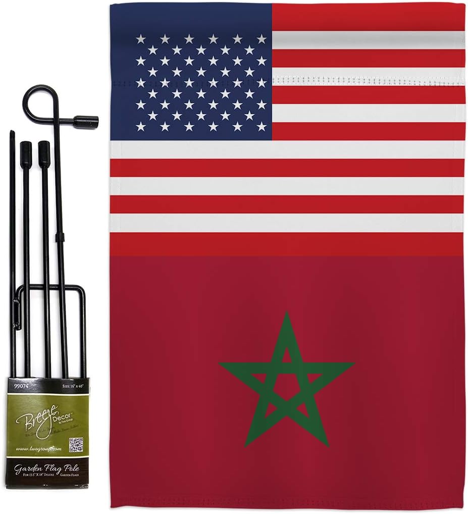 Morocco US Friendship Burlap Burlap Garden Flag Regional USA American Alliance World Country Particular Area Small Decorative Gift Yard House Banner Double-Sided Made In 13 X 18.5