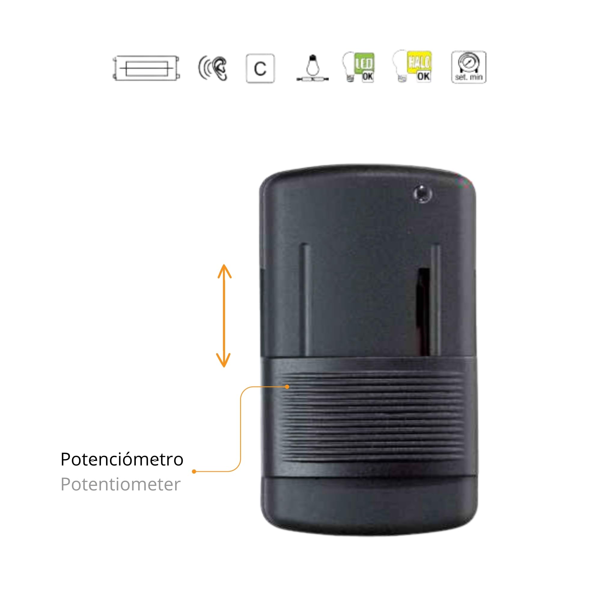 Interruptor Regulador de luz de suelo | Regulador lampara pie | 4-100W | Dimmer lámparas de pie | Atenuador de Intensidad Luces LED | Regulador intensidad luz | Fabricado en Italia | Negro