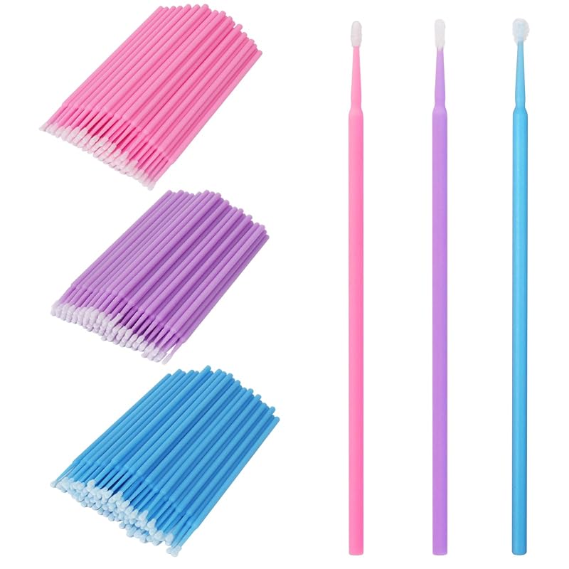 Escovinhas aplicadoras Shintop para cílios, 300 unidades, roxo, azul e rosa