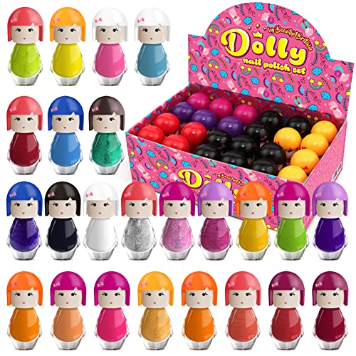 Dolly Nagellack-Set, 24 moderne Farben, Puppenform, ungiftig, Erdbeerduft, auf Wasserbasis (Set A+B) – Bild 4