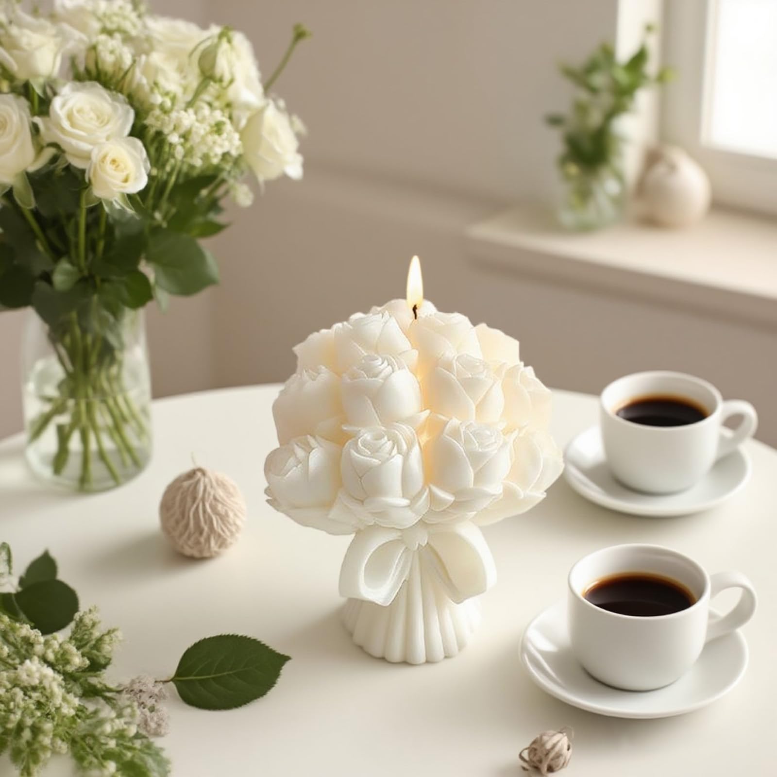 3D Rose Bouquet Silicone Candle Mold, Flower Epoxy Resin Casting Molds for DIY Candle Making, Aromatherapy, Floral Molds for Resin, Soap & Home