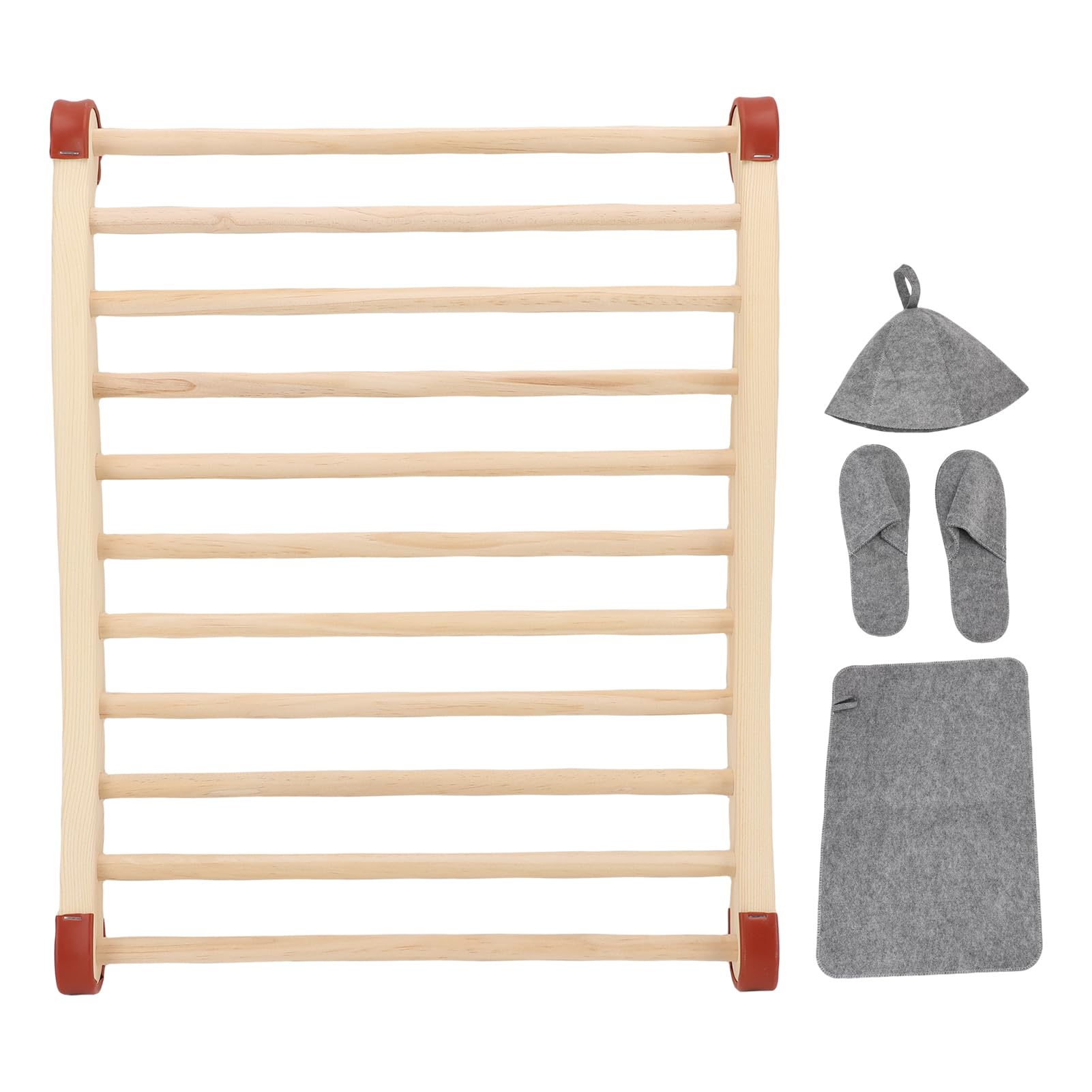 Pssopp Schienale per Sauna Supporto per Schiena per Sauna in Legno Pino Design Ergonomico Curvo con Imbottitura per Cappello e Pantofole Comfort Antiscivolo per l'uso in Familiare in Palestra