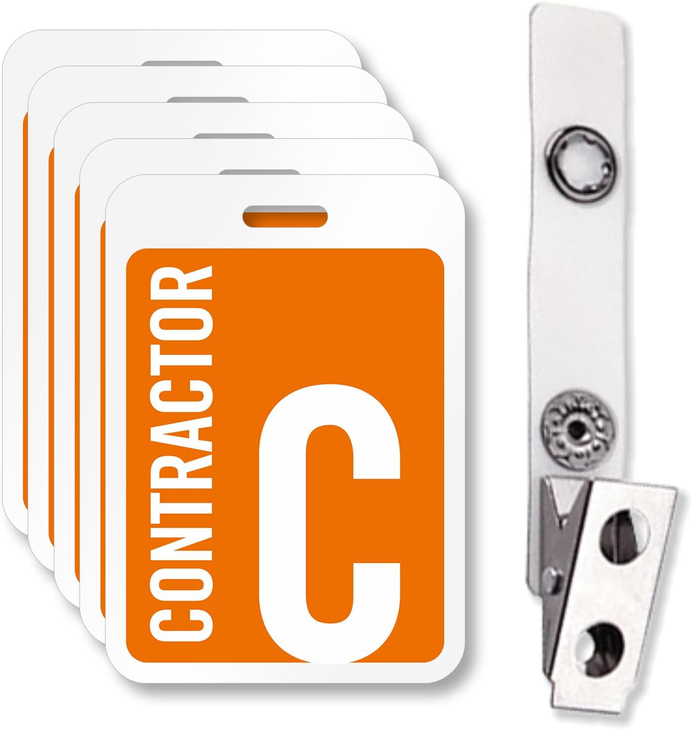 SmartSign Contractor Reusable ID Badge with Bulldog Clip | 3" x 2.125"