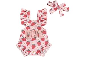 Charming Strawberry Garden Romper for Baby's 1st Birthday