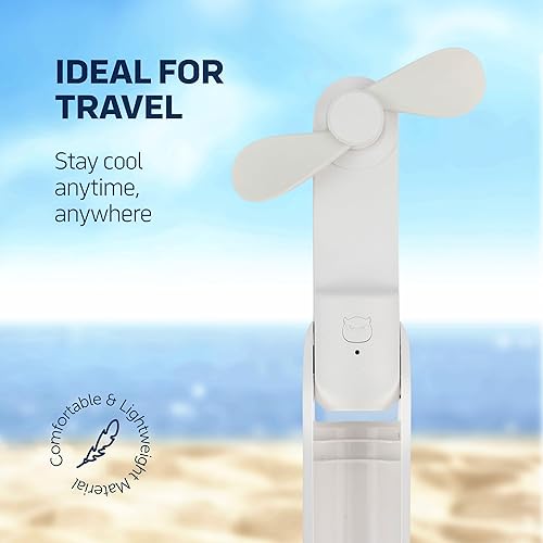 Miniatura 4 de Mini ventilador portátil de mano de 2 velocidades, ventilador de mano recargable con banco de energía, ventilador personal blanco para mujeres y