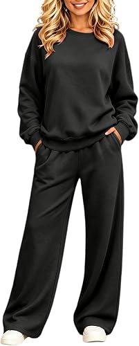 ASUIU Women Sweatsuits 2 Piece Set Crewneck Sweatshirt and Pants Set