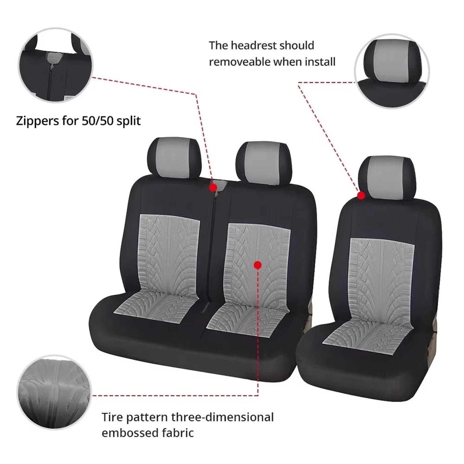 Coprisedile Coprisedili per Autobus da 9 Posti(Gray-9pieces)
