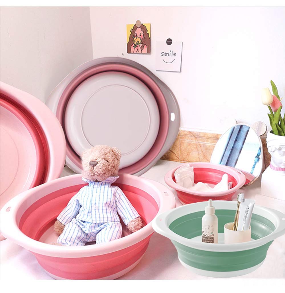 Lavabo pieghevole multifunzione pieghevole per lavare i piatti, portatile, per esterni, viaggi, acqua (verde, 21 cm)