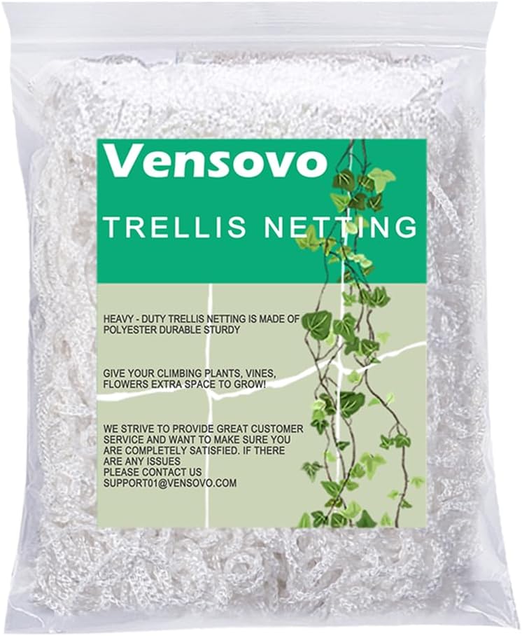 vensovo Trellis Netting for Climbing Plants Outdoor, 2pcs 5x15 Ft Heavy Duty Polyester Garden Netting with 6" Square Mesh, Cucumber Trellis for Tomato, Peas, Beans, and Vining Plants Support