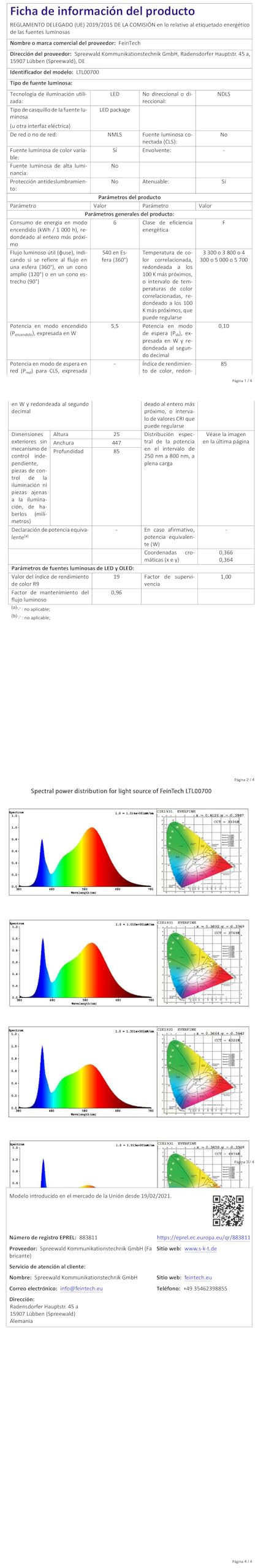FeinTech LTL00700 Lampada per Computer Monitor LED con morsetto dimmerabile USB