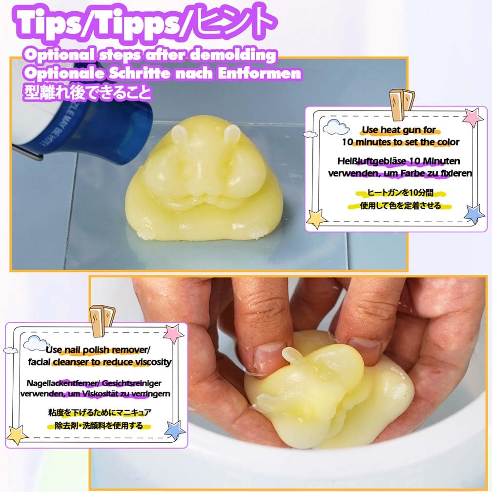FUNSHOWCASE Taba Squishy Maker 2 Moldes de silicona para hámster + gel + kits Paquete para hacer Fufu Squish — view 7