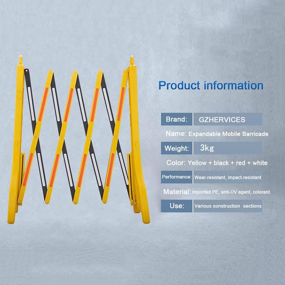 Valla Extensible Plastico, Rellenable Con Agua, Barricada Móvil Extensible, Barreras De Seguridad Comerciales, Valla De Tráfico Portátil, Para Construcción, Control De Tráfico Y Acceso Vehicular.(Amar