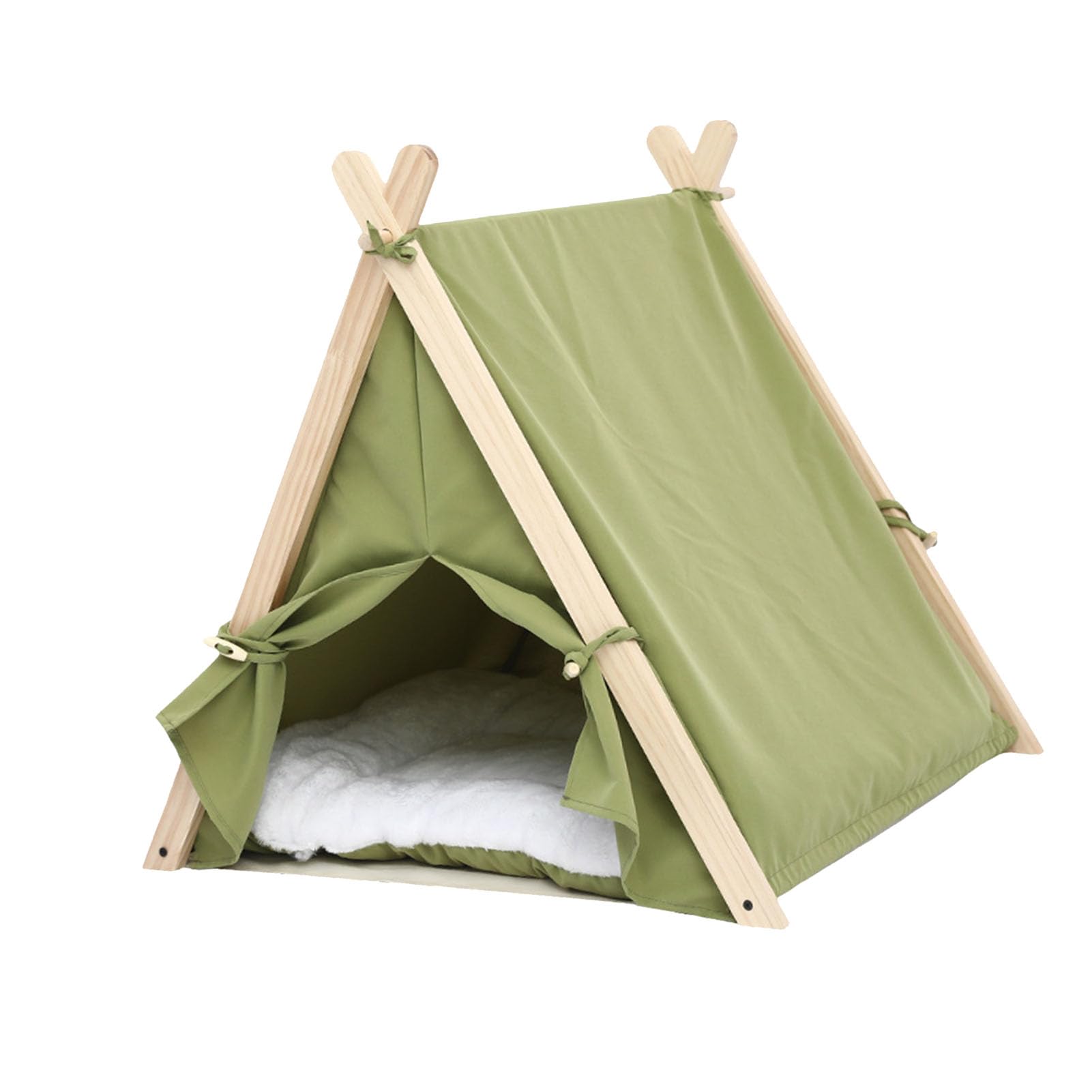 Tente Tipi Pour Animaux De Compagnie Pour Chiens Et Chats, Maison Pour Chien D'intérieur Portable De 23,8 Pouces, Tente Tipi Pour Chat Lavable (5 Couleurs En Option)(草绿色)