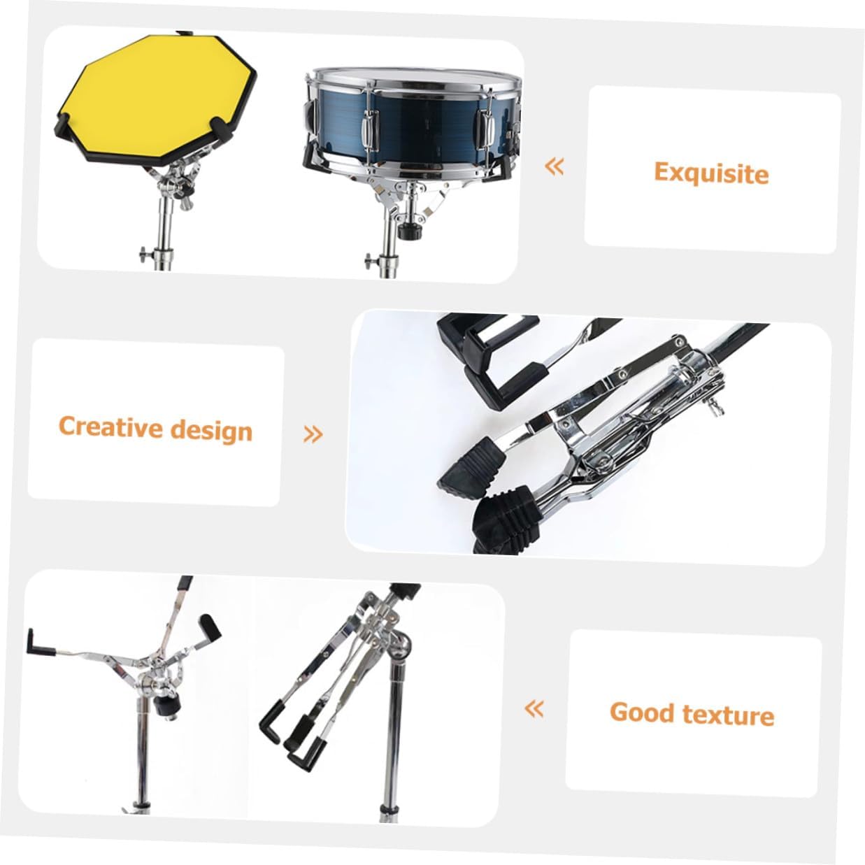 Adjustable Alloy Snare Drum Stand with Portable Practice Shelf Sturdy Drum Rack Holder