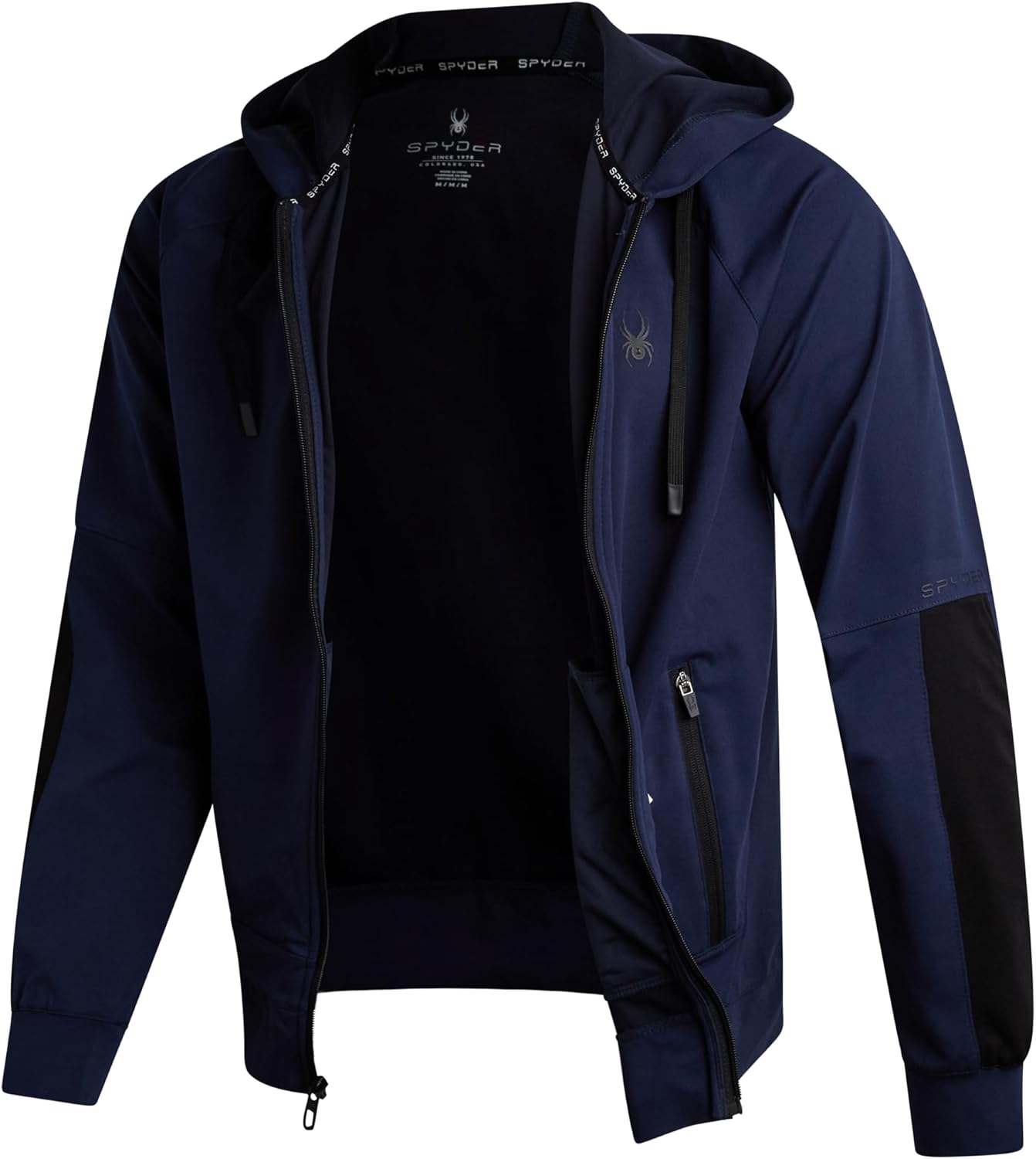 Spyder Mens Zip up Hoodie - Athletic Tech Double Knit Full Zip Gym & Workout Hoodies for Men with Side Pockets - Image 3