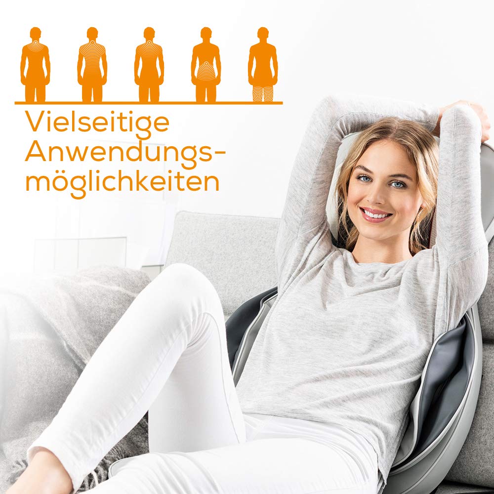 Beurer MG 320 Shiatsu Massagesitzauflage, für Rücken, Nacken und Oberschenkel, zusätzliche Luftkompressionsmassage, Licht- und Wärmefunktion