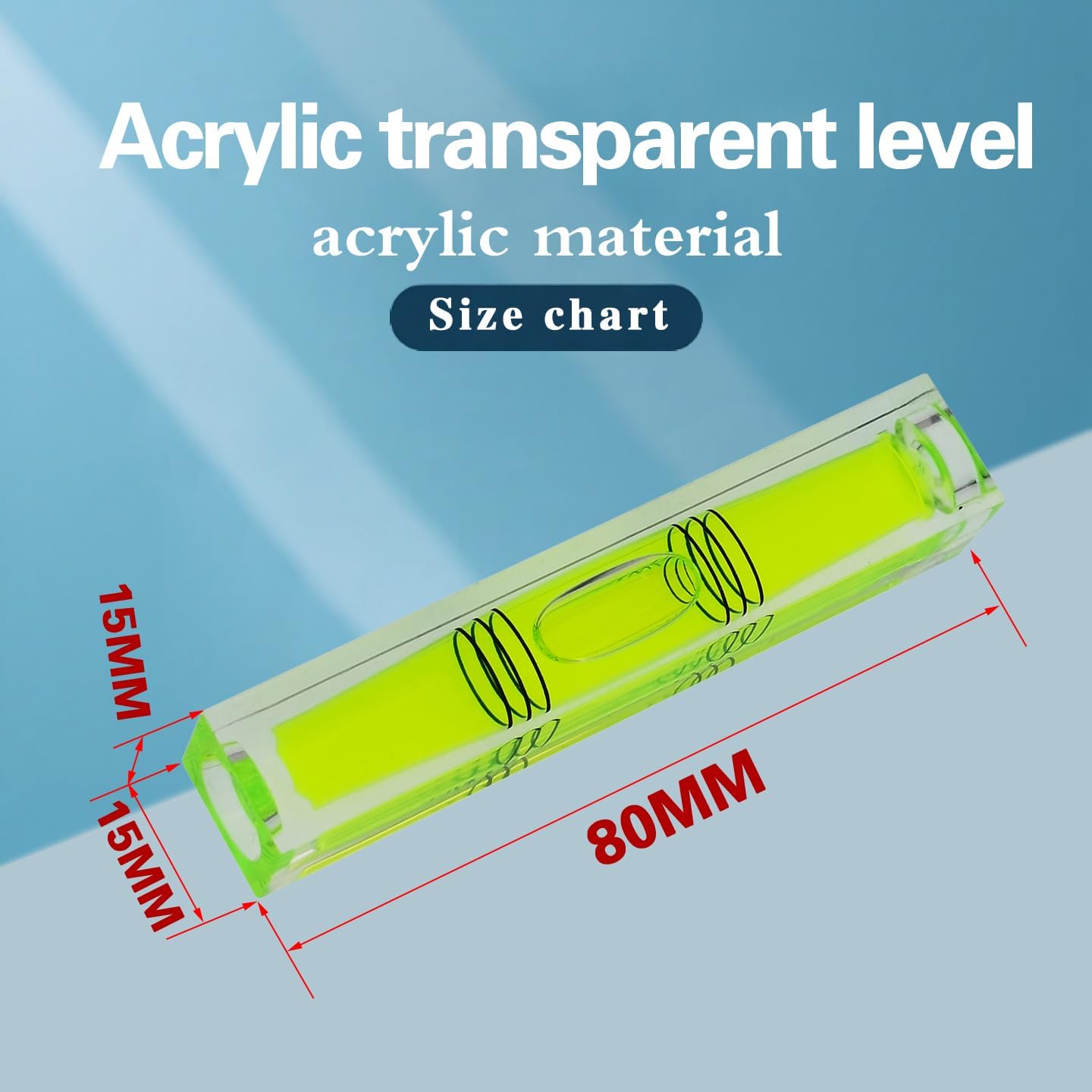 High precision mini bubble, double line small level bubble, three line flat ball level, household ruler can be turned 180 degrees (Non-magnetic, 80 * 15 * 15mm（4PCS))