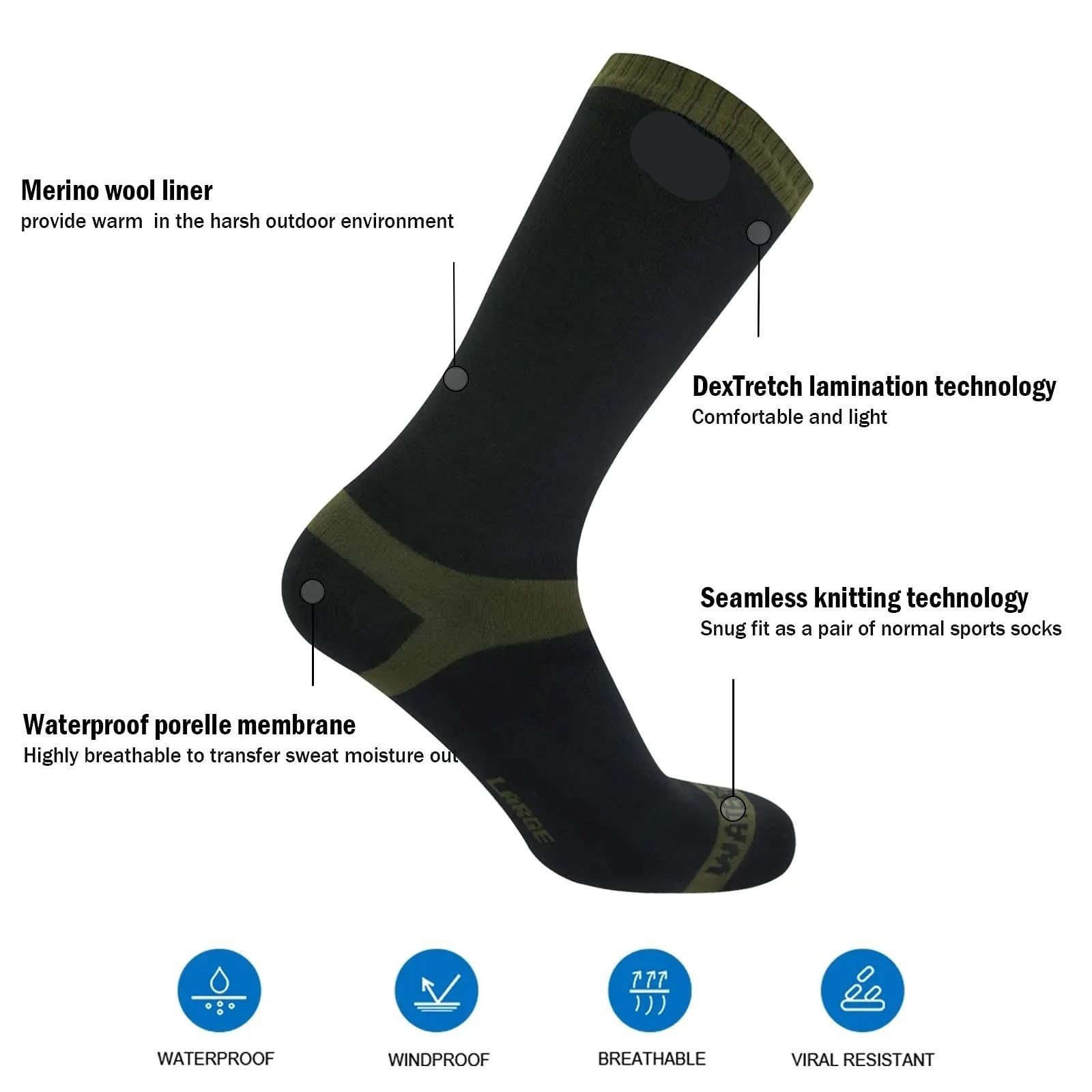 Wasserdichte Socken Wasserdicht Atmungsaktiv Männer Und Frauen Socken Warme for Wandern Camping Laufen Radfahren Angeln Trekking FüR Wie Laufen
