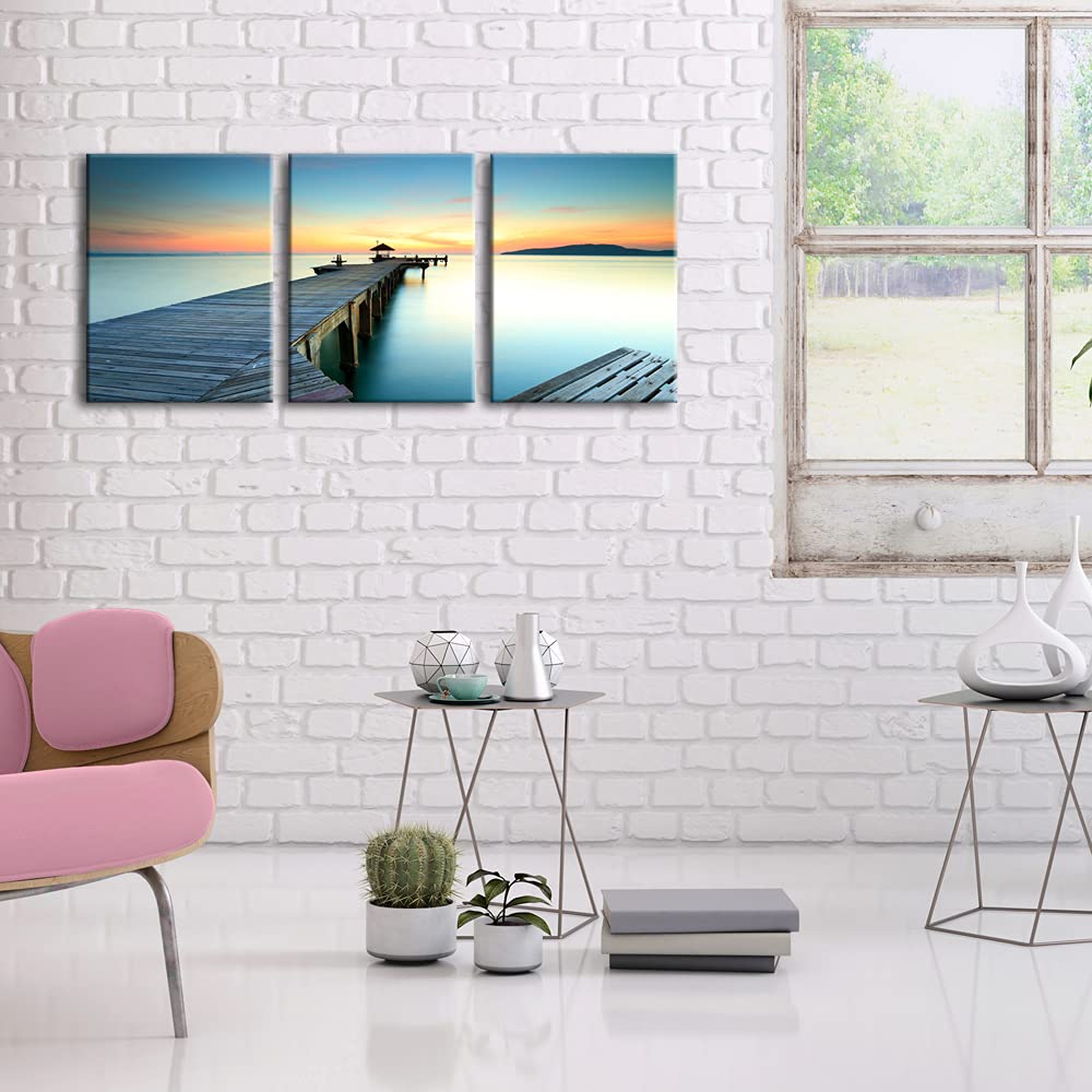 Wieco Art 3 Piece Seascape Canvas Prints Wall Art Sunset Ocean Beach ...