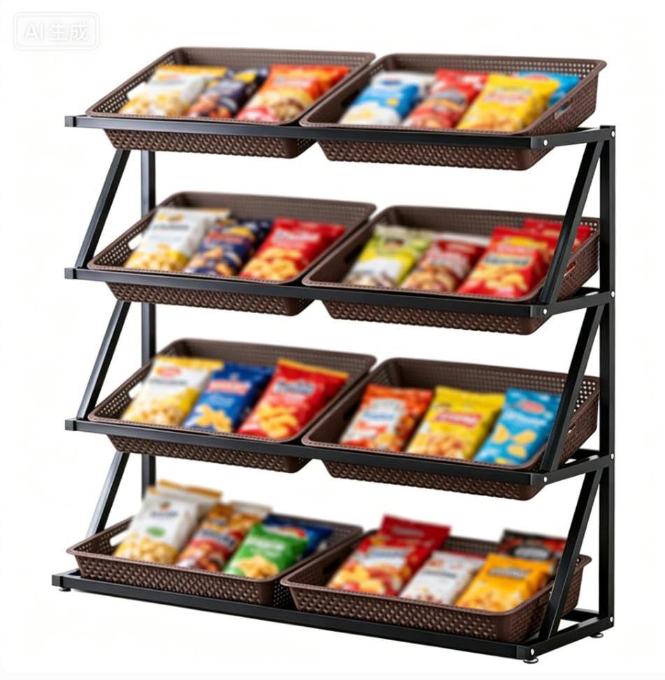Estantería de cocina para frutas y verduras: organiza tus alimentos en 4 niveles con cestas
